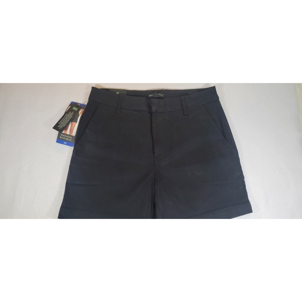 Banana Republic Womens Chino Shorts Black Flat Front Size 10 NWT